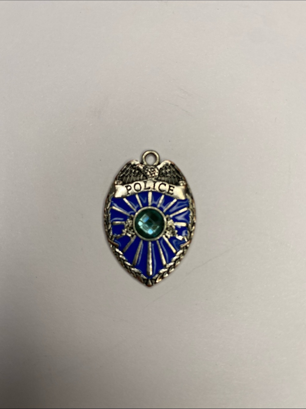 Police Shield Pendant Necklace - Blue and Teal Accent